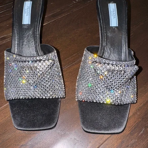 Prada Crystal Embellished open toed mules. - Picture 9 of 11